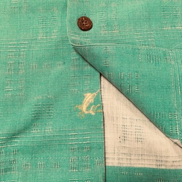 Tommy Bahama Men's 3XB Short Sleeve Green Silk Camp Shirt in Excellent Condition - Picture 4 of 8